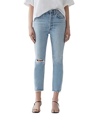 Agolde Riley High Rise Cropped Straight-leg Jeans In Shatter