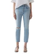 Agolde Riley High Rise Cropped Straight-leg Jeans In Shatter