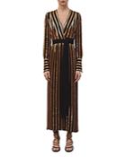 Galvan Sequined Long Sleeve Wrap Gown