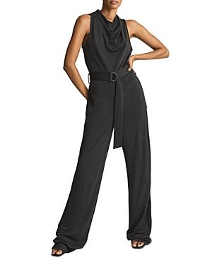 Reiss Milo Cowl Neck Belted Jumpsuit