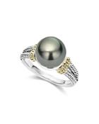 Lagos 18k Gold And Sterling Silver Luna Cultured Freshwater Black Pearl Ring