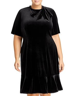 Adrianna Papell Plus Velvet Tie Neck Dress