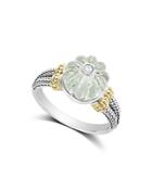 Lagos 18k Gold & Sterling Silver Caviar Forever Diamond & Green Amethyst Melon Bead Ring