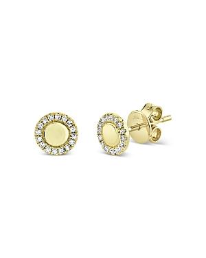 Moon & Meadow 14k Yellow Gold Diamond Halo Disc Stud Earrings - 100% Exclusive