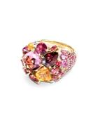 John Hardy 18k Yellow Gold Classic Chain Cluster Ring With Multi-gemstones
