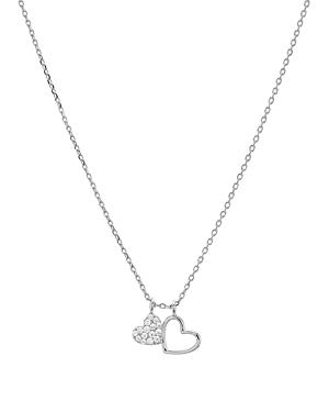 Aqua Double Heart Pendant Necklace In 14k Gold-plated Sterling Silver Or Sterling Silver, 16 - 100% Exclusive