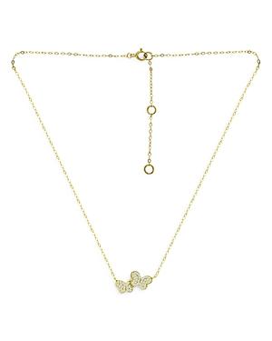 Aqua Pave Double Butterfly Pendant Necklace In 18k Gold Plated Sterling Silver, 15.5-17.5 - 100% Exclusive