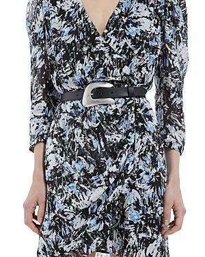 The Kooples Geometric Buckle Skinny Belt