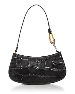 Staud Ollie Croc Embossed Leather Shoulder Bag