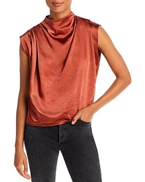 Line & Dot Dolly Draped Mock Neck Top