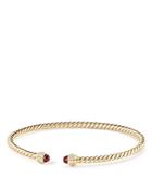 David Yurman Cable Spira Bracelet In 18k Gold With Garnet & Diamonds