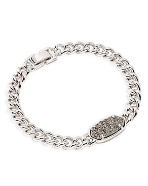 Kendra Scott Elaina Drusy Stone Chain Link Bracelet In Rhodium Plated