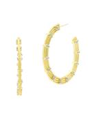 Freida Rothman Fleur Bloom Empire Wide Hoop Earrings In 14k Gold-plated & Rhodium-plated Sterling Silver