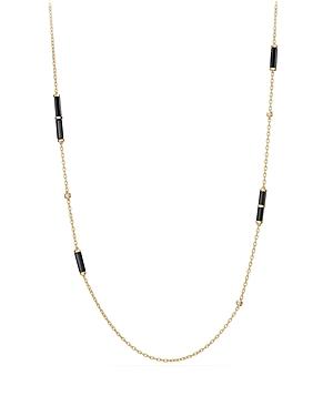 David Yurman Barrels Long Station Necklace With Black Onyx & Diamonds In 18k Gold