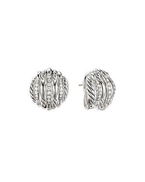David Yurman Tides Stud Earrings In Sterling Silver With Diamonds