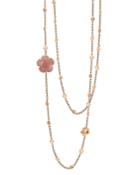 Pasquale Bruni 18k Rose Gold Bon Ton Floral Dark Pink Chalcendony & Diamond Necklace, 40