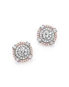 Diamond Halo Studs In 14k White And Rose Gold, 1.0 Ct. T.w.