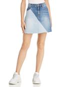 Sjyp Two-tone Denim Mini Skirt