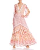 Rococo Sand Slit-sleeve Paisley Maxi Dress