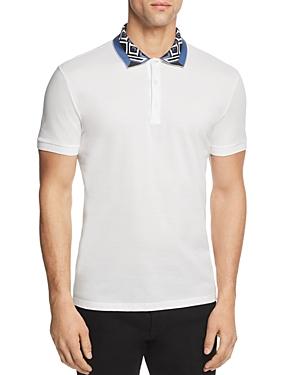 Versace Printed Collar Pique Polo Shirt