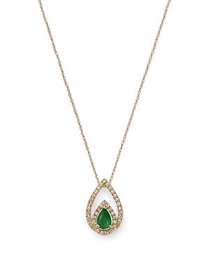 Bloomingdale's Emerald & Diamond Teardrop Pendant Necklace In 14k Yellow Gold, 18 - 100% Exclusive