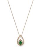 Bloomingdale's Emerald & Diamond Teardrop Pendant Necklace In 14k Yellow Gold, 18 - 100% Exclusive