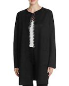 T Tahari Rosemary Lace Trimmed Faux Suede Coat