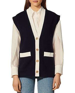 Sandro Myriam Oversized Sleeveless Cardigan