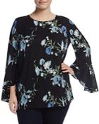 Vince Camuto Plus Windswept Bouquet Bell-sleeve Blouse
