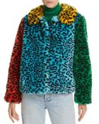 Alice + Olivia Jerri Color-block Leopard-print Faux Fur Coat