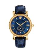 Versace Urban Gent Ion-plated Rose Gold Automatic Watch With Blue Alligator Band, 44mm