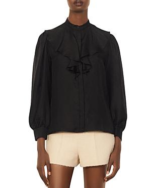 Sandro Gemilla Ruffled Silk Blouse