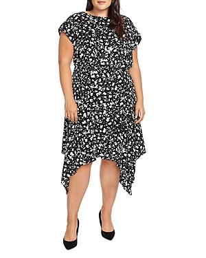 Vince Camuto Plus Abstract Print Handkerchief Dress