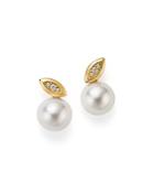 Ippolita 18k Yellow Gold Nova Cultured Freshwater Pearl & Diamond Stud Earrings