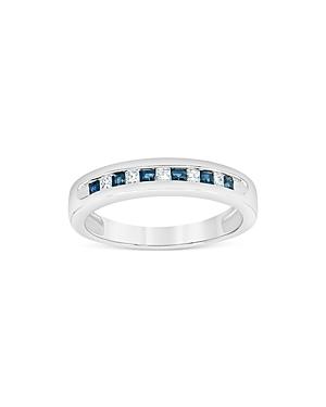 Unique Designs Diamond & Blue Sapphire Eternity Band In 14k White Gold (61% Off) - Comparable Value $1170