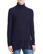 Aqua Cashmere Fringe Trim Turtleneck Cashmere Sweater - 100% Exclusive
