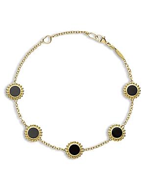 Lagos 18k Yellow Gold Covet Onyx Station Chain Bracelet