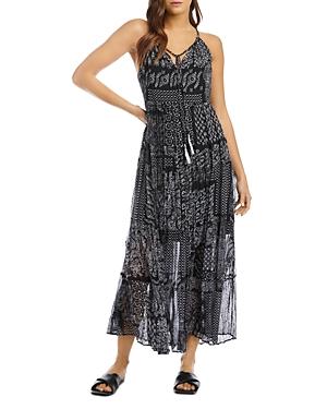 Karen Kane Semi Sheer Patch Print Maxi Dress