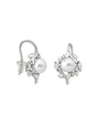 Majorica Simulated Pearl Cluster Petal Earrings In Sterling Silver