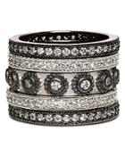 Freida Rothman Studded Stackable Rings In Rhodium-plated & Platinum-plated Sterling Silver, Set Of 5