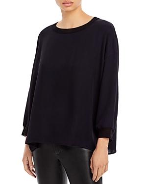 Vince Rib Trim Boat Neck Cotton Top