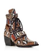 Chloe Women's Rylee Snake-embossed Leather Cutout Lace Up Booties
