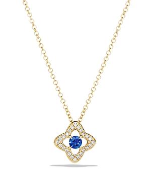 David Yurman Venetian Quatrefoil Necklace With Blue Sapphire And Diamonds In 18k Gold