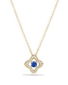 David Yurman Venetian Quatrefoil Necklace With Blue Sapphire And Diamonds In 18k Gold