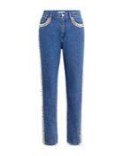 Christopher Kane Embellished Straight Leg Jeans In Blue