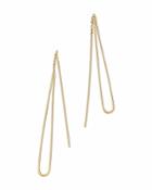 14k Yellow Gold Teardrop Threader Earrings