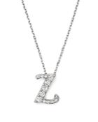 Diamond Initial Z Pendant Necklace In 14k White Gold, .11 Ct. T.w.