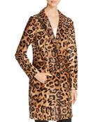 Elie Tahari Angelina Leopard Print Calf Hair Coat