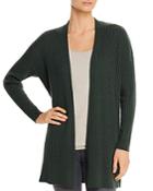 Eileen Fisher Ribbed Cashmere Open Cardigan Sweater