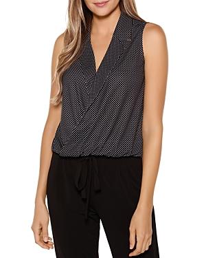Belldini Dot Print Collared Wrap Top